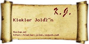 Klekler Jolán névjegykártya