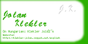 jolan klekler business card